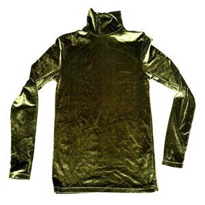 ASOS Velvet Olive Green Mock Turtleneck Men's Long Sleeve Shirt Size S